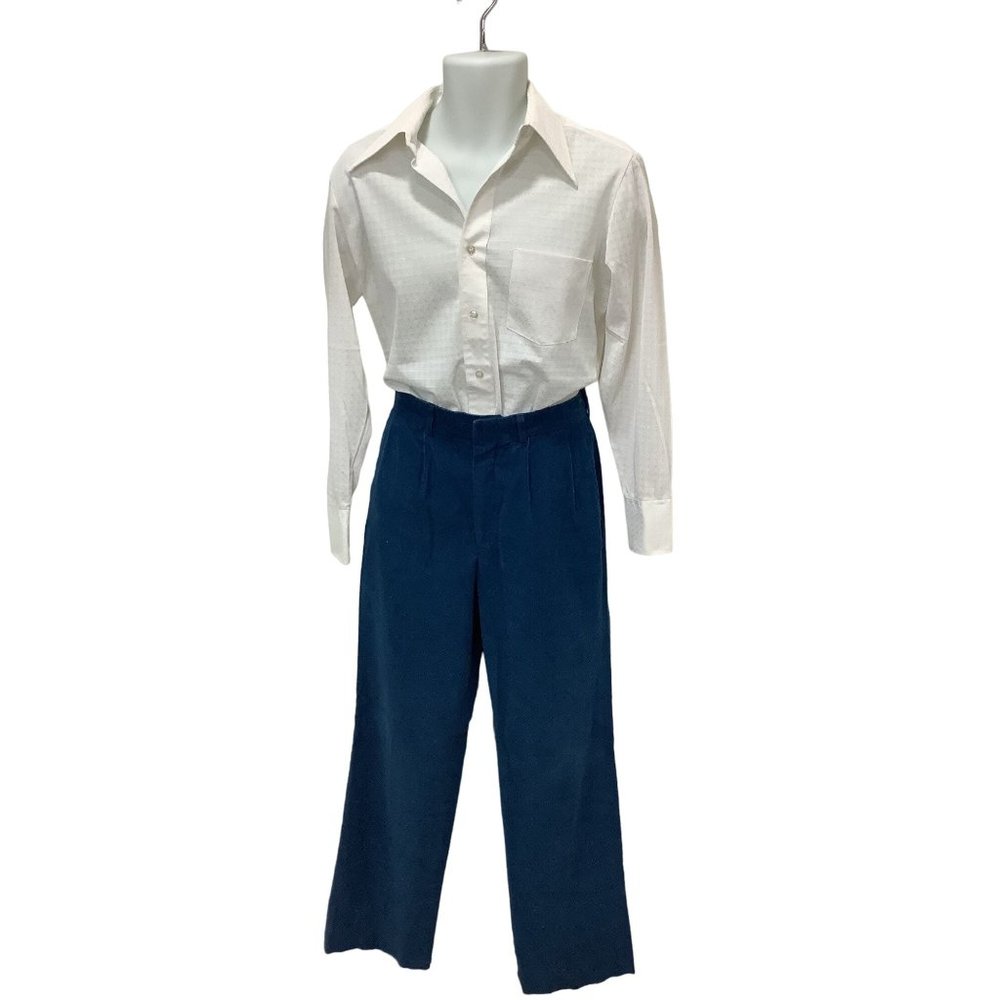 1970's Vintage Teal Corduroys, Unisex, Made in USA